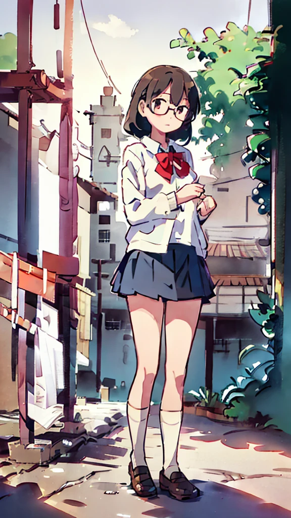Nsfw、masterpiece, high quality, 4K, HDR,, Stable Diffusion prompt: schoolgirl with short、brown hair and red-framed glasses, wearing a white blouse and navy skirt, white panties visible, navy socks and brown loafers, in a state of arousal and trembling with sexual climax,simple illustration style, In a nichijou (everyday life) Setting Image generation AI model used: Stable Diffusion (eleet- model)
id: i2