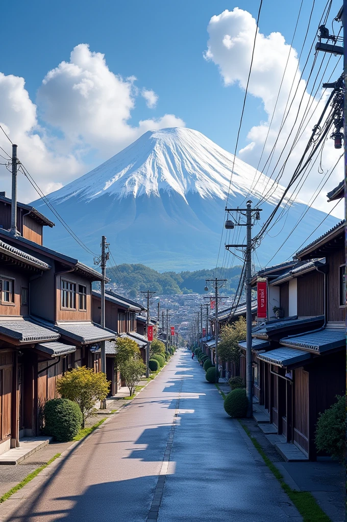 A townscape reminiscent of the Edo period, thriving around Mt. Fuji