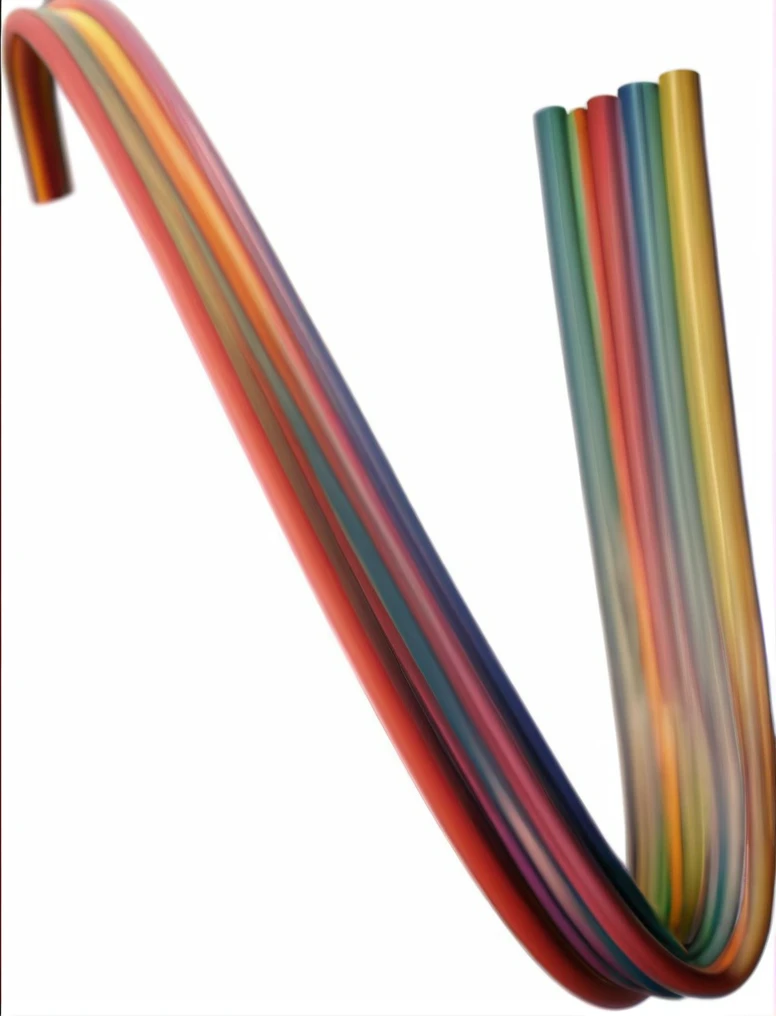 a close-up of a colorful object on a white background, muted rainbow tube, the non-linear. digitalpainting, multicolor, cable wires, digital art - no. 5, artistic representation, cables and tubes, v wing, vivid lines, alternate album cover, multicolor, album cover, promo art, cable electrical wires, Electric cables, multicolor, multicolor