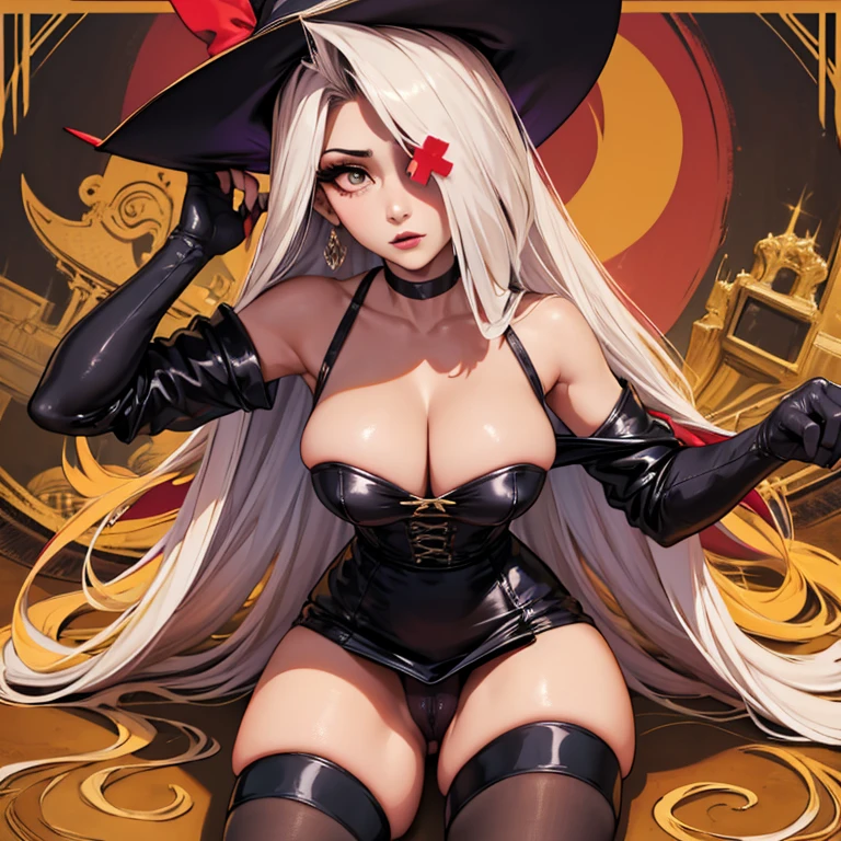 futanari penetrating her penis on, sex pose, fucking pose, kissing, (masterpiece, best quality:1.4), absurdres, highres, ultra detailed, beautiful, (witch), (perfect face, detailed face, beautiful:1.3),(natural breasts, cleavage), collarbone, fingerless gloves, gloves,spaghetti strap top, black pencil skirt, tight, over the knee skirt, hat, elegant witch outfit, thighhighs, thick thighs, thighs, multiple belts, More detailed 8K.motor irreal:1.4,UHD,La mejor calidad:1.4, fotorrealista:1.4, textura de la piel:1.4, obra maestra:1.8,obra-prima, mejor calidad,objeto Objeto], (detailed face features:1.3),(manos detailed)