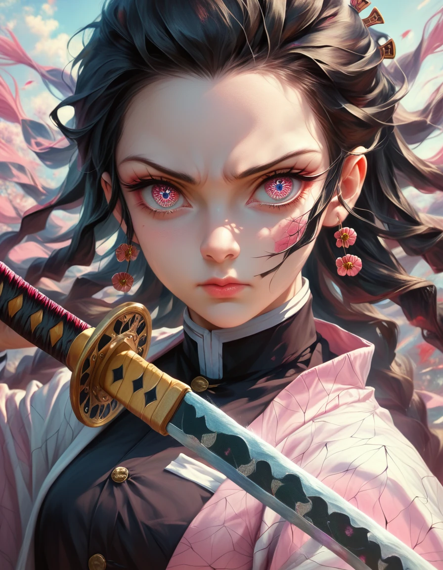1boy, tanjiro kamado, demon slayer kimetsu no yaiba, detailed face, beautiful detailed eyes, beautiful detailed lips, extremely detailed face and features, long eyelashes, determined expression, samurai armor, traditional japanese clothing, holding katana sword, dramatic lighting, cinematic composition, vibrant colors, digital painting, concept art style, intricate details, hyperrealistic, 8k, high quality, masterpiece, (best quality, 4k, 8k, highres, masterpiece:1.2), ultra-detailed, (realistic, photorealistic, photo-realistic:1.37)