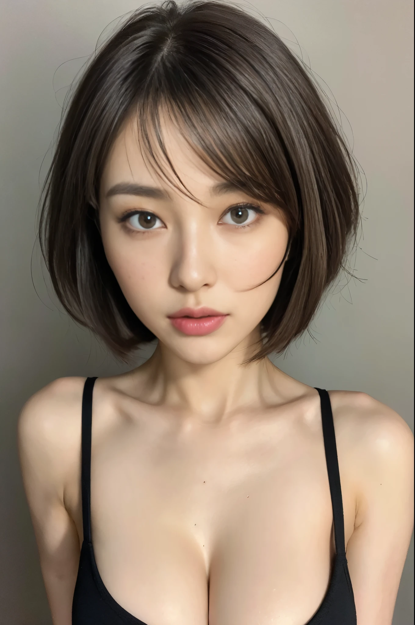 Real、 (8k, RAW Photos, Highest quality, masterpiece:1.2、RAW Photos), High resolution raw color photos, Professional photos、Super Resolution, 8k, (reality, Actual Photos:1.3), 1 person、Ultra-detailed, Very detailed and beautiful, Very detailed, Amazing details、Cute beautiful woman with perfect body:1.4、Slim big tits:1.2、Full body image, Amazing details、Cute beautiful woman with perfect body:1.4、Slim big tits:1.2、Glowing Skin、Glossy Lips、High resolution face and skin textures、Beautiful Eyes、double eyelid、Very detailedな、((Dark grey hair color、short Hair、strait Hair)), ((Bust H cup:1.2, Very large breasts:1.2、My breasts are too big:1.2、A chest that&#39;s about to burst))、(((Ample breasts:1.4)))、((Small waist:1.1、Beautiful Abs:1.1))、((like々Fresh skin))、((My skin is glowing:1.3))、(High quality breasts、Happy expression)、((Whole Body Ezbian:1.3、Taken from a distance:1.3))、(necklace)、((Off-the-shoulder lingerie:1.1、Blue and pink see-through lingerie:1.2、Lingerie that looks like a dress:1.3))、((embroidery:1.2))、((Show More:1.1))、((Too big a castle、Beautiful castle、Luxury Chandeliers))、((Mysterious Landscape:1.1))、((Bold Look、Ruined facial expression:1.2))