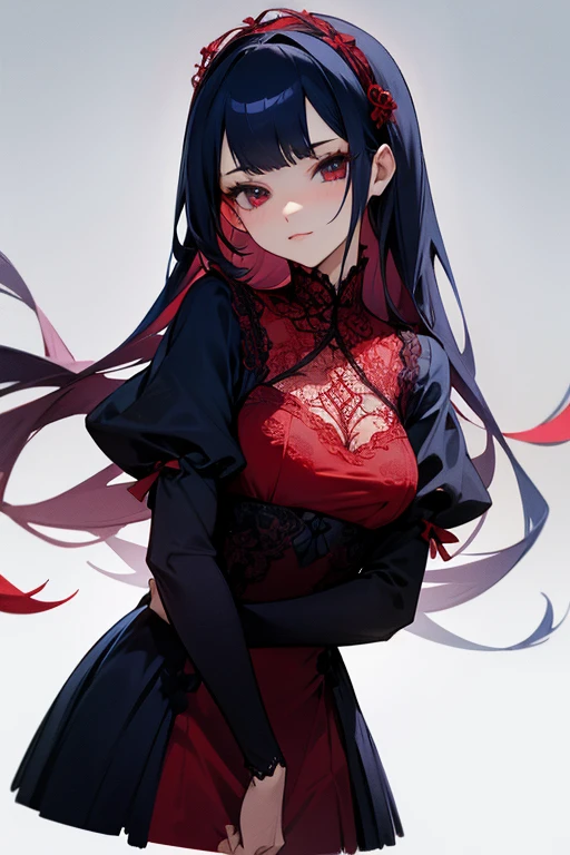 Red and navy lace dress、cute、Villainess、Excellent、