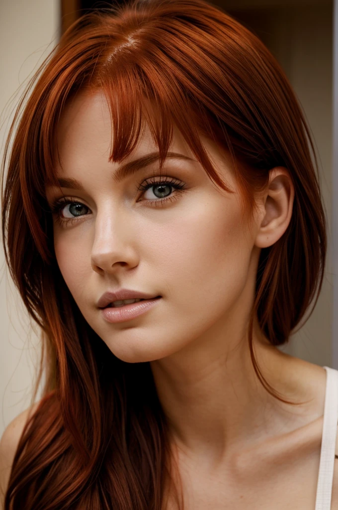Red hair like brown hair, small tits measuring 1.49 and big ass white light brown eyes
