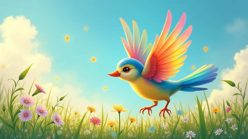 The gentle and beautiful rainbow bird returns to nature，With the wind、​​clouds、florals、The grass blends into one，Become part of an endless cycle in nature。