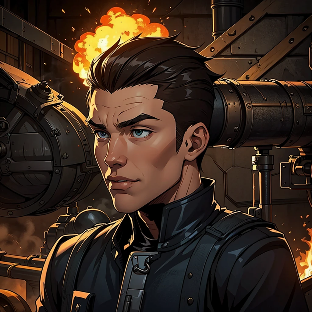 A  that is part train part human, has a steam pipe coming out the top of his head, has a mouth and eyes of burning coal, dumb, likeable, silly