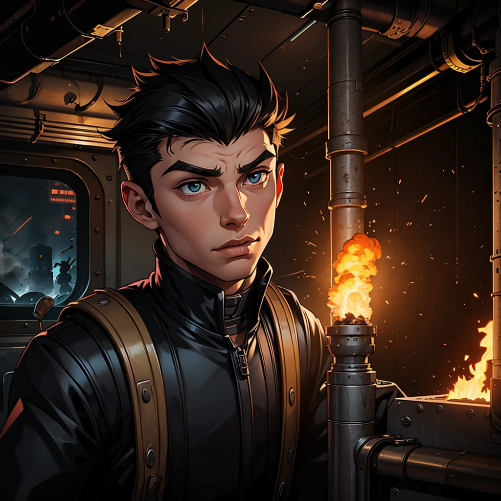 A teen that is part train part human, has a steam pipe coming out the top of his head, has a mouth and eyes of burning coal, dumb, likeable, silly