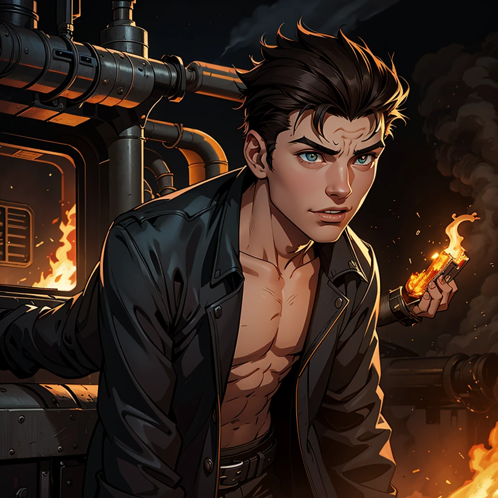A that is part train part human, has a steam pipe coming out the top of his head, has a mouth and eyes of burning coal, dumb, likeable, silly