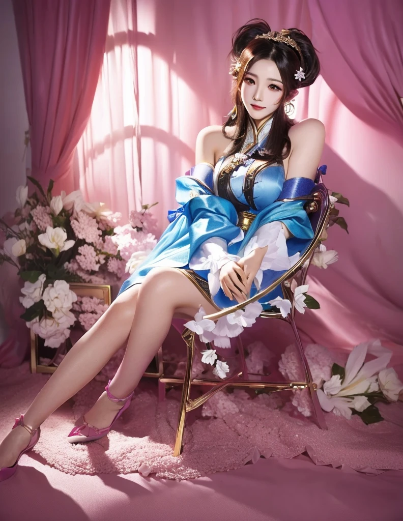1girl, game character, diaochan, sitting on a chair,