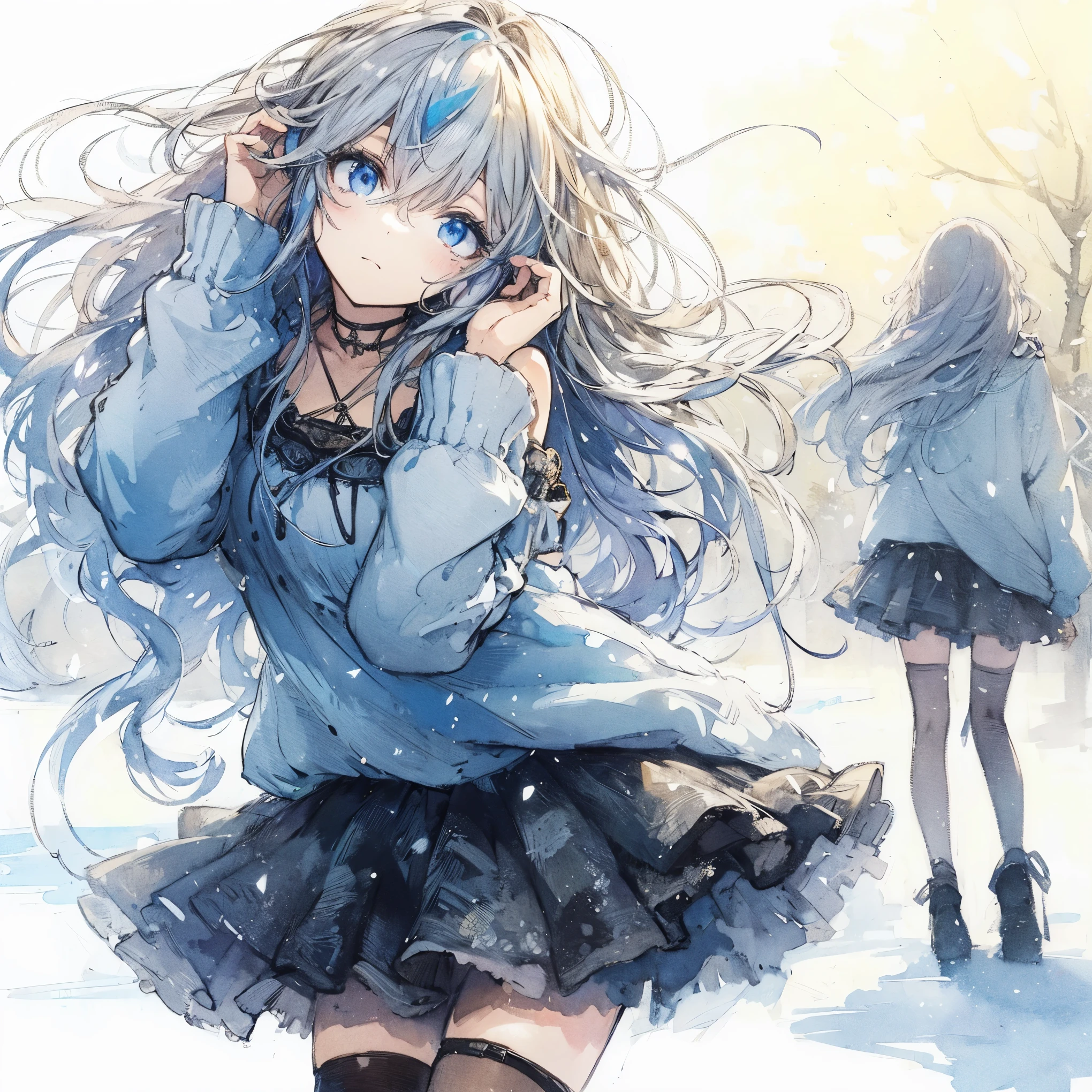 Official art using high-quality hand-drawn watercolor sketch techniques. (best quality,4k,8k,highres,masterpiece:1.2),ultra-detailed,beautiful detailed eyes,A girl with beautiful eyes, everyone, beautiful anime girl, cute anime girl, smooth anime art, anime style, elegant colors, soft lighting, delicate beautiful eyes, very coquettish, (beautiful large breast:1.2), (correct hands:1.2),