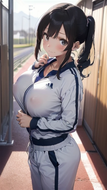 (must be follow these prompts:2.2),masterpiece,best quality,extremely detailed,(in her clothing:3.5),(in her track suit clothing:3.6),(adorable expression:2.5),(usual face:2.2),(displayed one girl on single picture:2.4),(black hair:2.1),(ジャージを着用している身長が低くて少しふくよかなHigh school girls:2.2),(そのHigh school girlsは性的に興奮した男子部員に狙われていて着ているジャージの股の汗の臭いを嗅がれたり精液をぶちまけられたりしている:1.6),(そのHigh school girlsはあどけない印象だが精液を吸収したジャージの上着とズボンをぴたっと着用している:2.1),(A cute moan like a young girl:2.1),(そのHigh school girlsは湧き上がった性欲に対してジャージを着たままでこらえている:1.4),(そのHigh school girlsのジャージを着用している全身には性的絶頂に達しながら分泌されたぬるぬるした分泌物がまとわりついた:1.7),(そのHigh school girlsは着用しているジャージにだいぶ前に射精されたのでその時にしみこんだ精液が琥珀色に変色してジャージを汚している:2.2),(libidonous tumultus are happened on her mind but hidden her skin under her track suit:1.6),(そのHigh school girlsのジャージの股付近は汗と愛液のために臭くなっている:0.6),(そのHigh school girlsはInnocent faceでとても可愛い:1.9),(Lewd love juices are dripping down the inner thighs of her tracksuit pants.:2.1),(そのHigh school girlsのジャージに覆われたおっぱいは強い淫欲のせいでパンパンに膨らんでいる:2.4),(men's elected twangers were inserted her to the depth:2.3),(もちもちした丸みがある身体の精液臭いHigh school girls:2.3),(she was already stroked up to the depth intervaginal sensuous spot:1.8),(notably buldged up her inner labia majora:2.6),(A young, shy moan:1.5),(having big breasts in her clothing:2.6),(運動中のあどけない印象のHigh school girls:2.3),(そのHigh school girlsは身長は低いがほんの少しだけむちっとした身体をしている:2.1),(The crotch of his pants is discolored with love juice stains.:2.5),(そのHigh school girlsはズボンの下に隠れて見えないそのマンコから臭い愛液を漏らしながら痙攣している:1.8),(そのHigh school girlsのむちっとした太股をしっかり包みこんでいる臭そうなズボンは淫らな分泌物のために湿っている:2.0),(そのHigh school girlsは股間がドロドロになってもそのズボンはしっかり履いたまま耐えている:2.5),(ズボンの上からいつも自分の股間を押さえているHigh school girls:1.7),(A moan filled with childish embarrassment:1.5),(そのHigh school girlsのジャージに覆われた乳房や乳首は強い淫欲のために張っている:2.4),(そのHigh school girlsの着衣の下の淫らな身体は淫靡な反応によりほんのり膨らんでいる:1.6),(そのHigh school girlsは真面目に練習している:2.5),(そのHigh school girlsの脚は短くて太い:2.2),(High school girls:2.2),(she looks like japanese idol:2.3),(Tracksuit pants are made of a durable fabric that will never tear.:2.3),(Her breasts are completely hidden under her jersey:2.4),(she looks like a ta:2.0),(これらは他の誰にでもなく全てそのHigh school girls自身に降りかかった内容:2.1),(Make sure to depict the face:5.3),(Calm expression:4.3),(Innocent face:3),(そのHigh school girls一人だけをしっかりと描いた:3.3),(登場人物はそのHigh school girlsのみ:4.2),(Portrait Style:5)