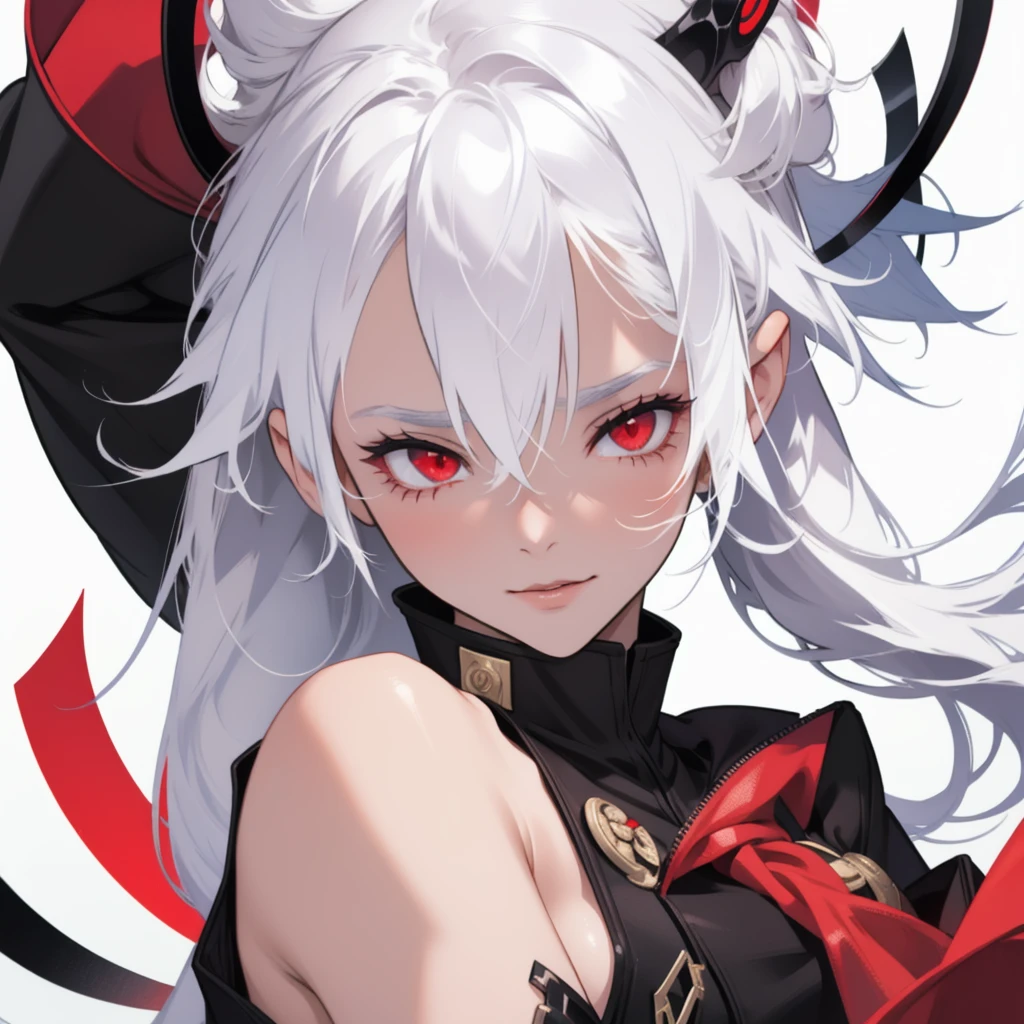 1 girl with white hair and red eyes