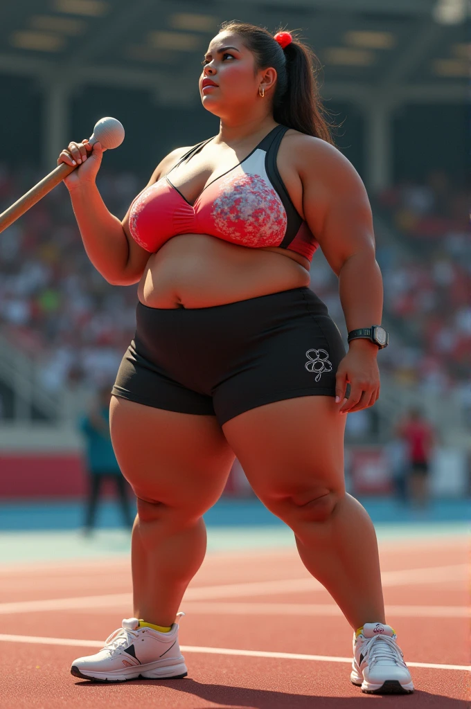 amazing beautiful woman,(sweat steam:1.4),Huge body,Height 2m50cm Weight 250kg,Realistic busty 25yo Hawaiian woman,(sexy sumo wrestling:1.2),ultimate form,8k,at sumo ring,fundoshi,bra,in Ryogoku Kokugikan