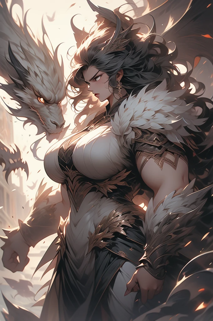 1girl, female, woman, dragon, gray skin, roaring, tall, powerful, voluptuous, mad, angry, huge wings