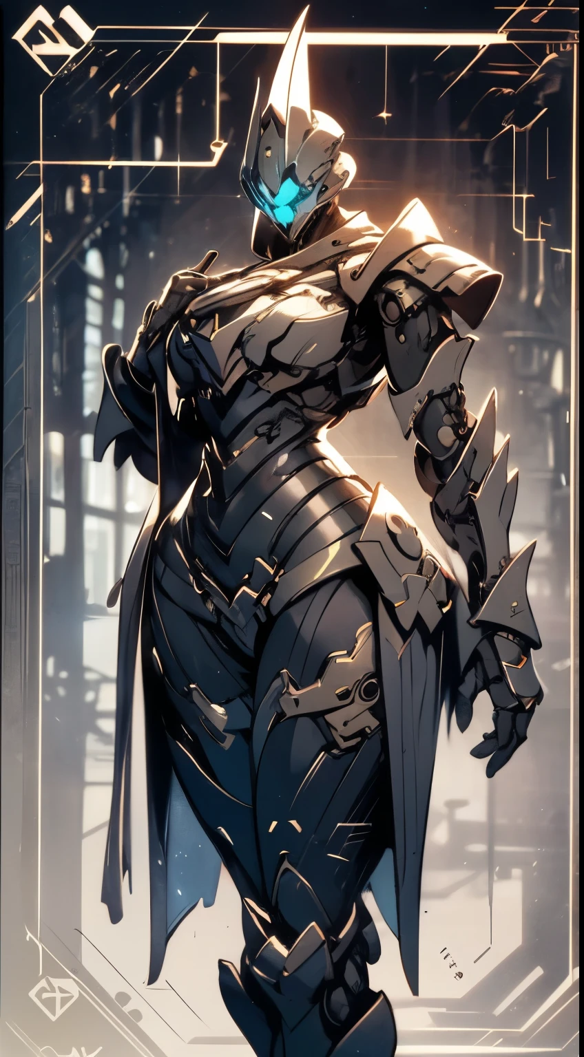 a very simple robot, extremely apparent detailed and intricate mechanical details, shiny metal armor, soft color palette, Award Winning Digital Artwork, full viwer, fully body