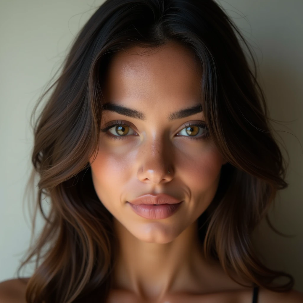 Most beautifull brazilian girl, 20yo, perfect skin, front HEAD view, 4k
