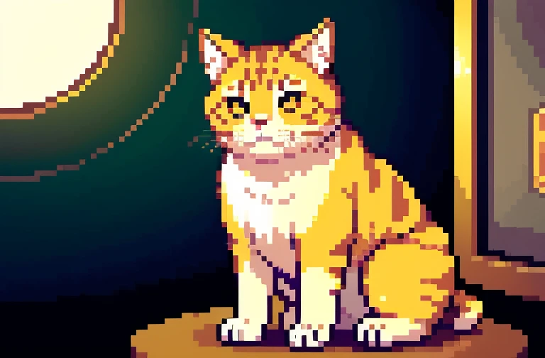 (masterpiece:1.2, highest quality), (Realistic, photoRealistic:1.4), Beautiful illustrations, (Natural Side Lighting, Cinema Lighting), Written boundary depth, Beautiful thighs staring at the viewer, ((alone)), A big fluffy yellow cat, Fisheye Lens, Establishing Shot, Pastel Color Grading, Depth of field cinematography effect, Film Noir Genre, 8k resolution, high quality, Super detailed