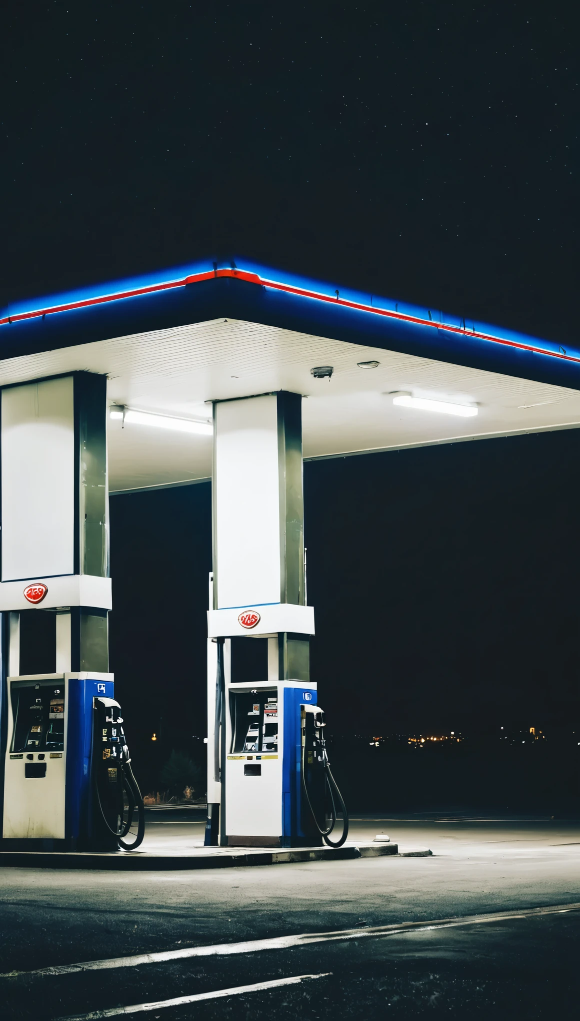 gas station、Creepy、night、