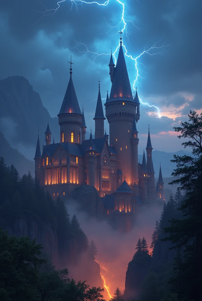 The capital of a magocracy kingdom, with magic towers and lights