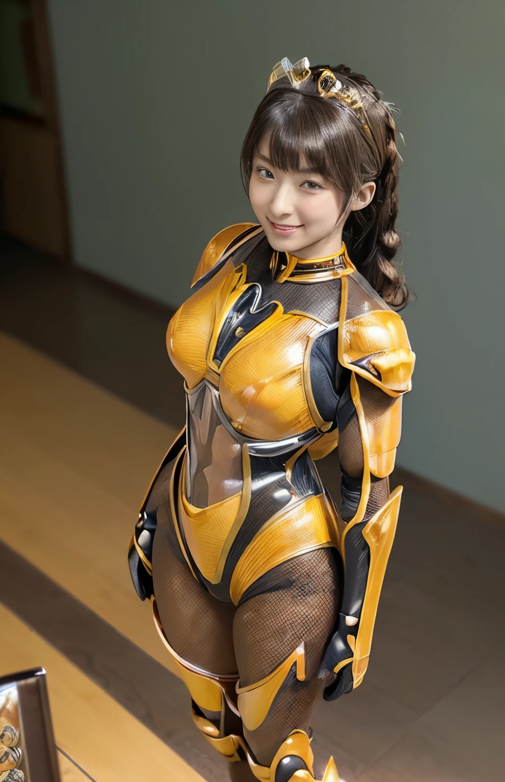 (high resolution,masterpiece,best quality,extremely detailed CG, anime, official art:1.4), realistic, photo, amazing fine details, all intricate, gloss and shiny,awesome many layers, 8k wall paper, 3d, sketch, kawaii, illustration,( solo:1.4), perfect female proportion,villainess, (fusion of queen bee and lady:1.4), (queen bee form lady:1.2), (queen bee lady:1.2), (fusion:1.2), (solo:1.4), (evil smile:1.2), muscular, abs, (queen bee exoskeleton bio insect suit:1.4), (cockroach brown exoskeleton bio insect armor:1.2), (brown transparency queen bee wing:1.4), (brown queen bee antennae:1.3),