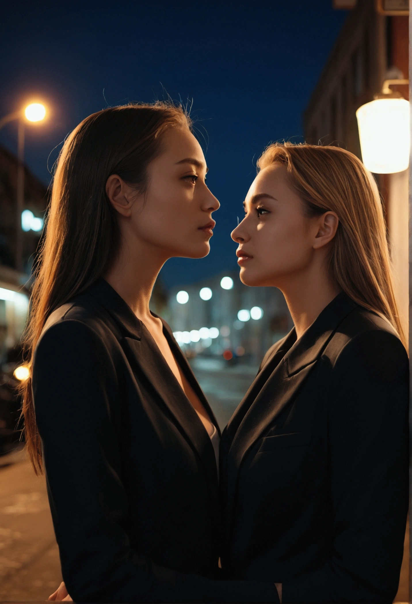 Moonlit Confession, 2 beautiful women, night beach