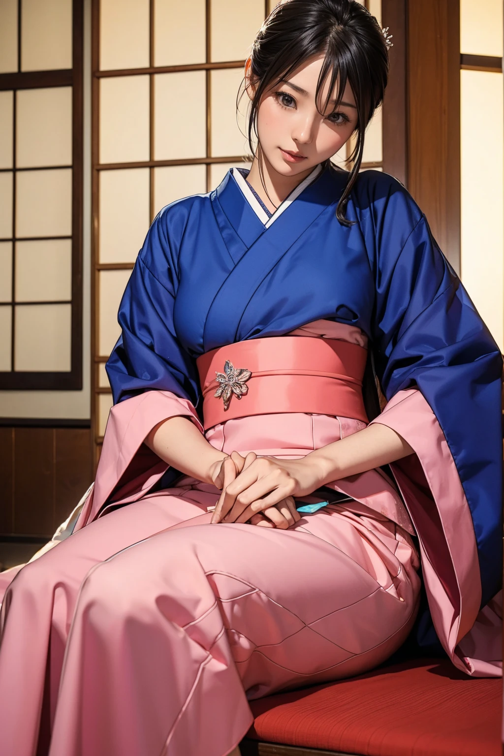 A beautiful Japanese woman is sitting