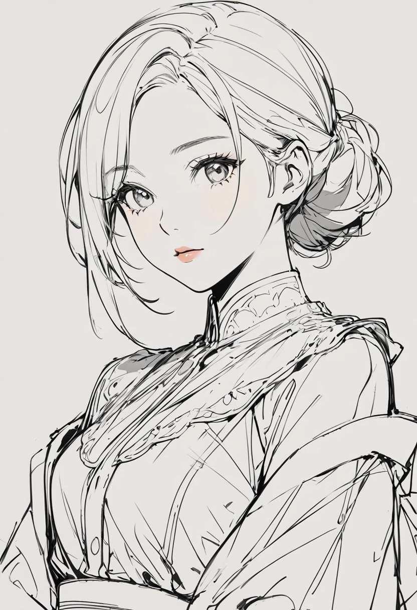 line art woman, line art, sketch