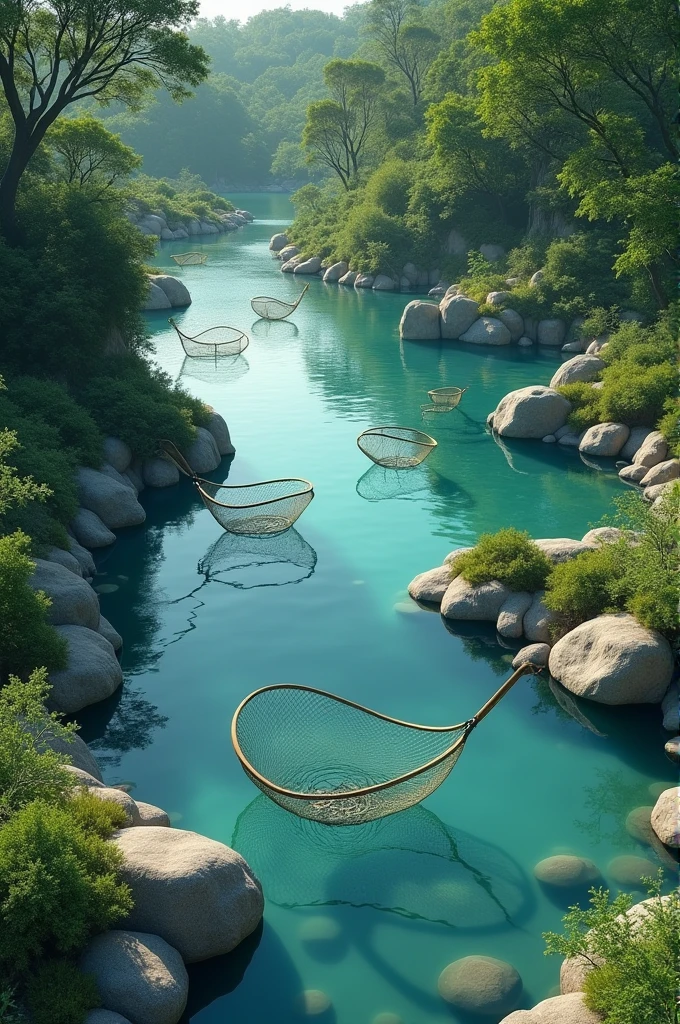 One pond is made of 4 plots and each plot has a net