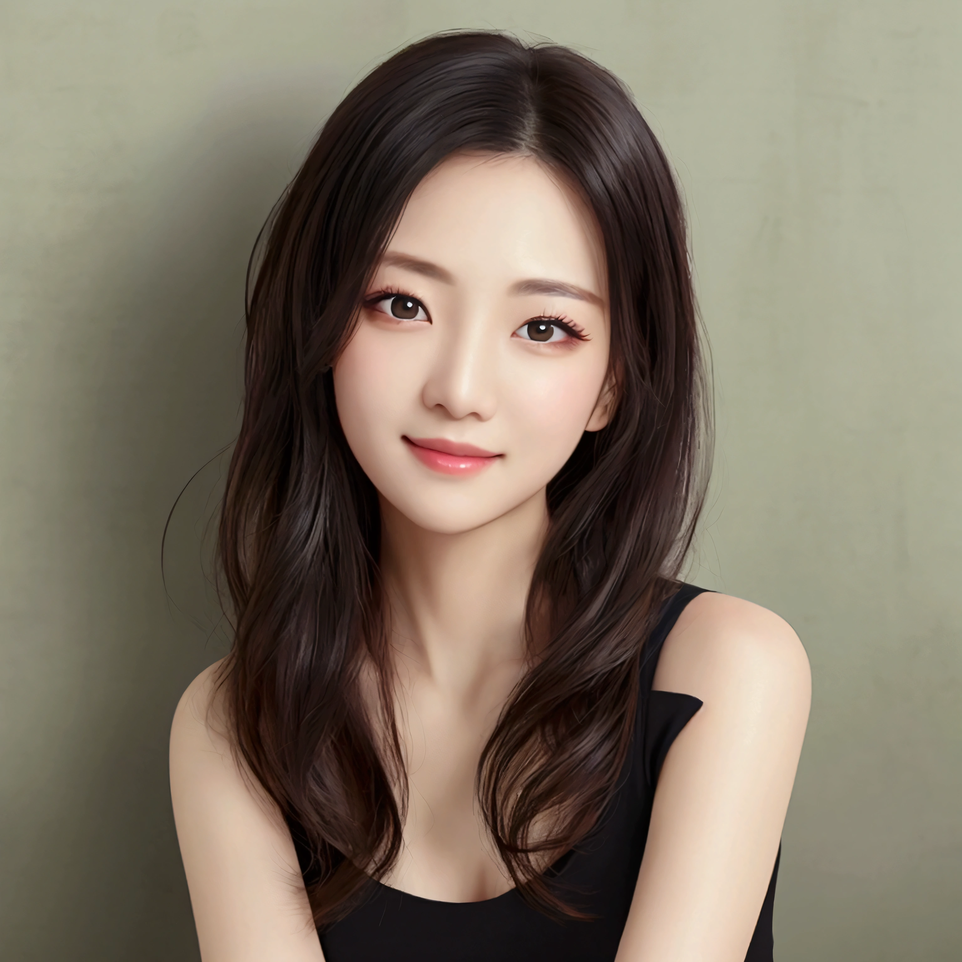 (masterpiece:1.3), (8k, Photorealistic, RAW Photos, Simple wall background、Best image quality: 1.4), Super detailed face、Attention to detail、double eyelid、Sharp focus:1.5、Beautiful woman:1.4、Around 30 years old、Modest, non-revealing clothing、Black hair with random hairstyle、Natural color lip、Highest quality、masterpiece、Ultra-high resolution、(Photorealistic:1.4)、Highly detailed and professional lighting、thin、A kind smile、Clear Skin、Random pose、Shiny Hair、