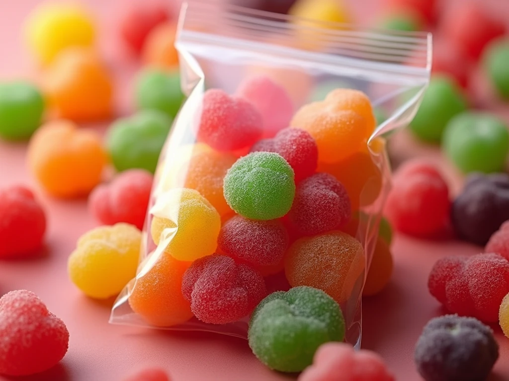 Wine gums, fruit gums, in a resealable bag