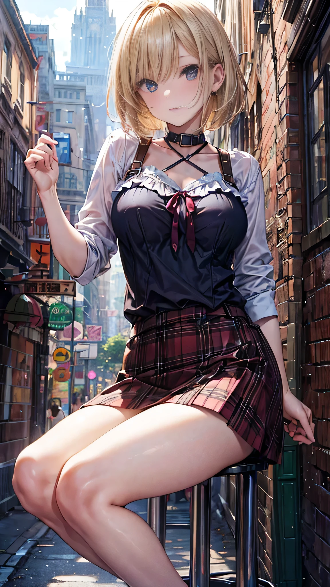 Blonde、Short Hair、cool、Beauty、Medium breast、blouse
