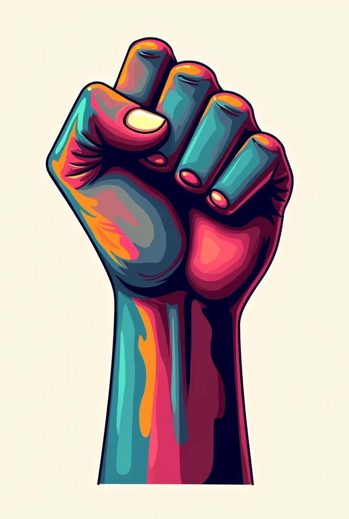 A fisted hand which colour is vibrant and that show like Freedom and development for a Group logo