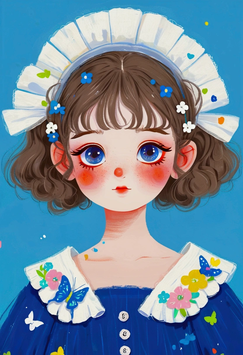 Cute in blue dress,Big blue eyes。Lovely art style, Lovely and detailed digital art, Cute numbers艺术, splash art anime Change, Hand drawn cartoon art style,Lovely artwork, Kawaii realistic portrait, Change, Cute numbers, Lovely portrait, Kasuga, Lovely characters, Cute, colorful and adorable