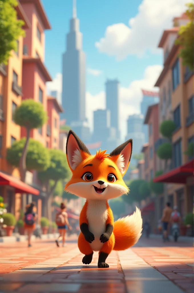Animated fox in the city of Peace
