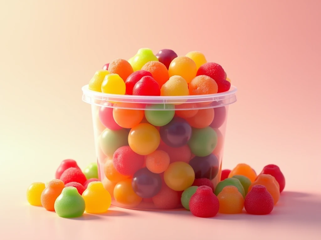 Wine gums, fruit gums, in plastic bucket