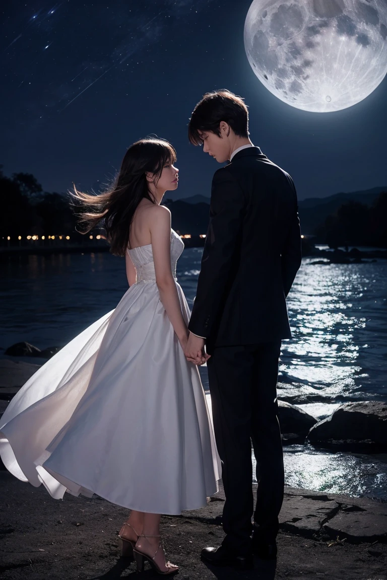 moonlight, Confession, quiet night, Silence, romantic, Gentle Breeze, star, Two people, Shadow, Whispering voice,
Under the moonlight、愛を告げるTwo peopleのShadowがquiet nightの中に浮かび上がる