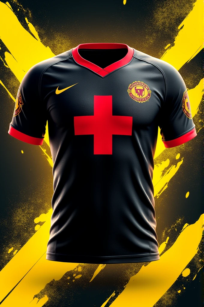 Jersey with medic theme in red, black and splash of yellow