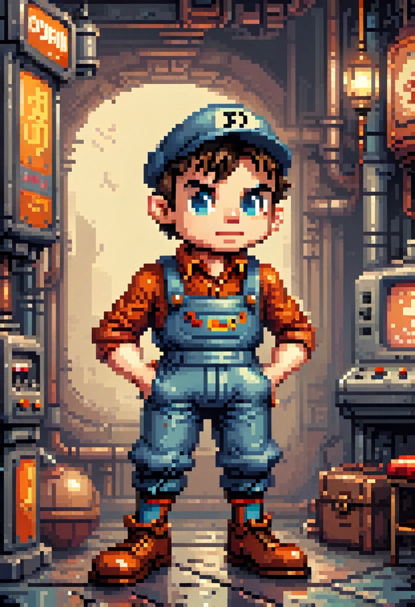 Hugo, Retro game, Retro-style characters, sprite, (masterpiece, best quality, perfect composition, Very aesthetically pleasing, most absurd, Ultra-detail, Intricate detailing, Specialist, offcial art, Representative work:1.3)