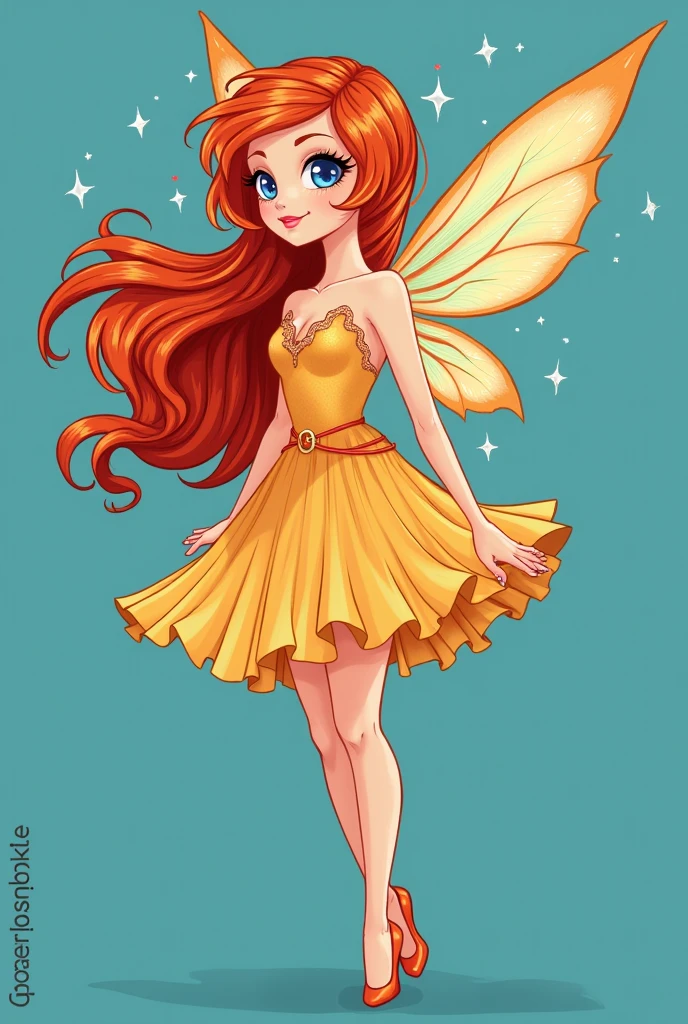 Redheaded fairy in a blue background by joaramisonshenker at stocksy united, in the style of fashion-illustration