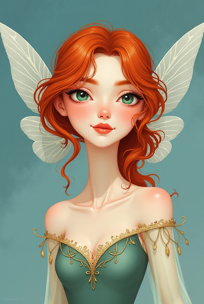 Redheaded fairy in a blue background by joaramisonshenker at stocksy united, in the style of fashion-illustration