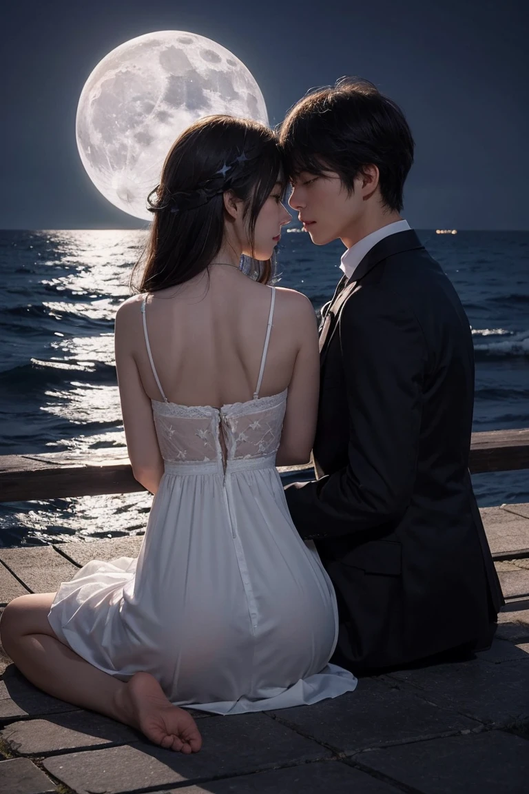 moonlight, Confession, quiet night, Silence, romantic, Gentle Breeze, star, Two people, Shadow, Whispering voice,
Under the moonlight、愛を告げるTwo peopleのShadowがquiet nightの中に浮かび上がる