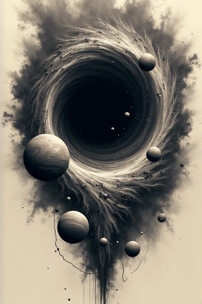 tattoo of a black hole swallowing the solar system