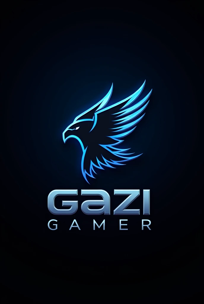 Gazi gamer written in logo with blue and black colour with eagle style 
