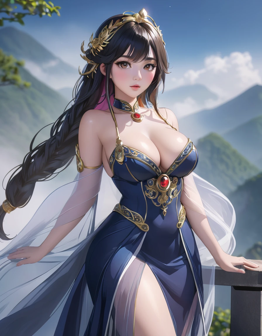 high quality,HD,16K,Sharp Line,1 Girl,fantasy, (Fire Spirits),Pretty Face, Large Breasts, Beautiful legs,In the mountains,Focus Girl,detailed Pretty Face,Detailed clothes,beautiful eyes,Cool,Sexy,Dynamic Angle,穿着华服的神明Strike a pose拍照, Ancient mysterious sexy goddess, Traditional beauty woman, Beautiful female warrior god of war , Beautiful sexy goddess, Gorgeous role-playing, high, Beautiful young girl, Beautiful woman, 华丽Beautiful woman, Complex clothing,Chinese Mystical Aesthetics, Beautiful Asian ancient mysterious girl, Extremely detailed shot of the goddess, Jaw-dropping sexy beauty, Big breasts deep neckline sexy belly button(butt), (bedroom), (Sexy Girls), masterpiece, best quality, Bangs, blush, Chest, clavicle, Eyebrows visible through hair, (Gradient red and gold hair), Jewelry, Long hair,Bright Eyes, ring, (solitary), illustration, fashionable, miss, Strike a pose, background, element, confident, Express, Accessories, majestic, striking, key point, Dynamic poses, ((plump)), (black))Woman in transparent dress,Viewer,(((Full breasts, Keeley University))),Slim waist,(Navel exposed,Bare waist), Long hair, extreme detailed details, 详细的fantasy艺术, Stunning character art, Beautiful and exquisite character art, Beautiful transparent dress, Very detailed, Large Breasts,Chest,Golden ratio figure,Beautiful figure,Ultra wide-angle shooting,Full body shot拍摄,Body close-up,Full body shot,Wearing a pleated tulle skirt,柔和动漫illustration, 柔和的深色background,Fujifilm XT3 Clear focus, f 5.6, High Detail, Clear focus,(Wearing openwork clothing),, (Natural light), (Tempting)translucent, Good velvet quality, Compared, Divine Light,, Silver hair, 天空background, Absolute Strength,Female Shinmei,穿着性感丝绸的Female Shinmei,,Large Breasts,Chest,Golden ratio figure,Beautiful figure,Ultra wide-angle shooting,Full body shot,Body close-up,Full body shot, Wearing a tulle dress, Model shooting style, Large Breasts,饱满Chest,Golden ratio figure,Beautiful figure,(Extremely detailed CG 8k wallpaper unit), The most beautiful artistic photos in the world, , 8K 超HD, ) on the beach,Sexy lazy posture,Sexy seductive expression,best quality,masterpiece,Ultra-high resolution,(Practical:1.4),original photo,Ultra-high resolution