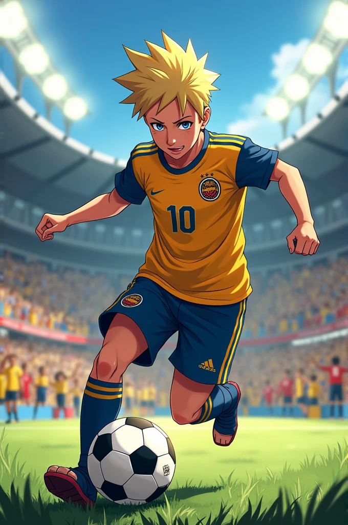 You could design a age Boruto Uzumaki as number 10 of the Colombian national soccer team?