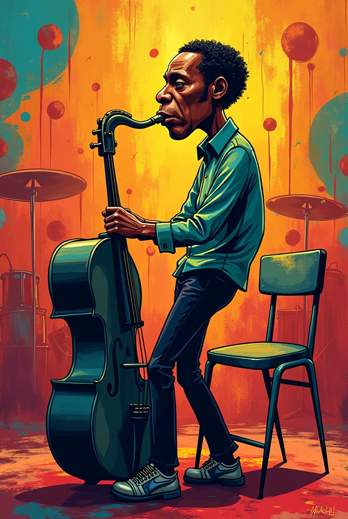 Cartoonish Jazzy album cover neo expressionism