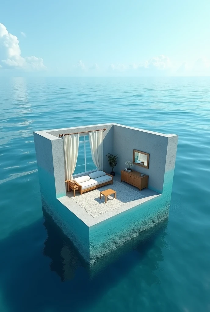 A room melting into the ocean, 4K