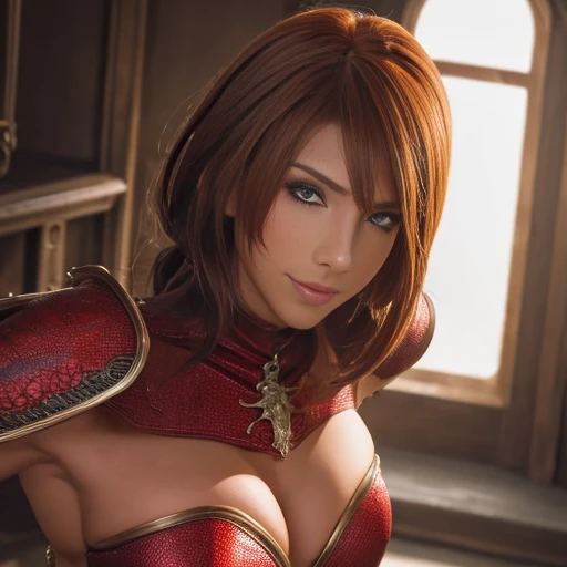masterpiece, (Realistic:1.5), Highest quality, Beautiful lighting, fantasy, a Dragon girl, (only solo people ), 2 or more people NG, human, (perfect anatomy, perfect arms, perfect hands, perfect legs) , girl(human face, human body, dragon wing, dragon tale), , beautiful , perfect face, large breasts , Cleavage, Slim waist, curvy, smile, , head tilt, stand alone, full-body, red bondage armor, great sword, , dynamic angle, Attention to detail, Sharp focus, dramatic, (RAW Photos, 8K Ultra HD, Film Grain), Caustics, Scattered beneath the surface, reflection