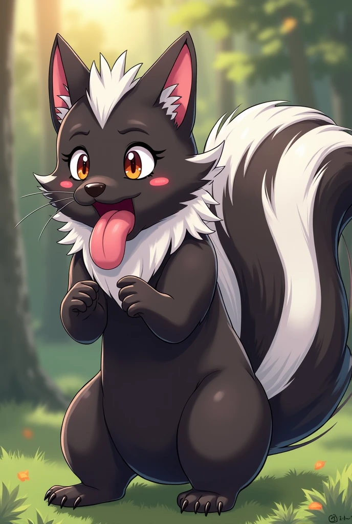 a skunk anime girl farting