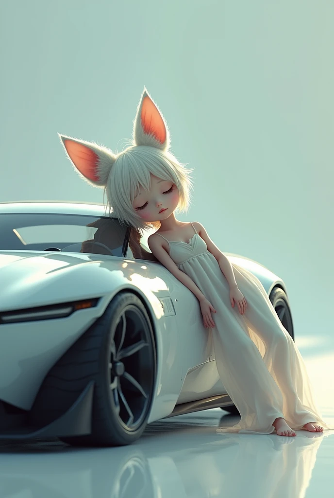 A furry-eared girl leaning on an Altezza
